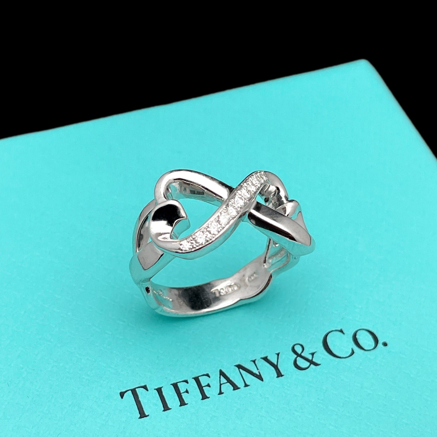 Tiffany & Co Double Heart Ring | Silver w Diamonds